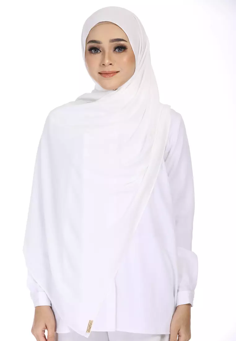Rania Premium Heavy Chiffon Basic Wide Shawl in Off White