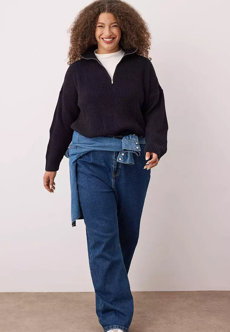 Plus Size Half-Zip Knit Sweater