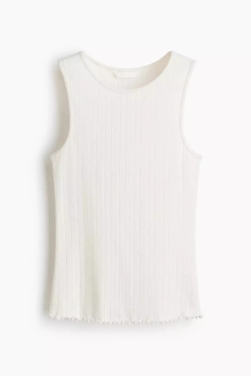 Pointelle-knit cotton top