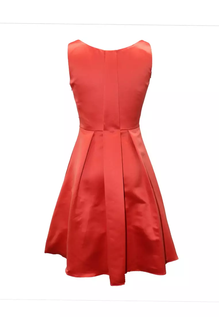 迷人色丁V領蝴蝶結晚禮服