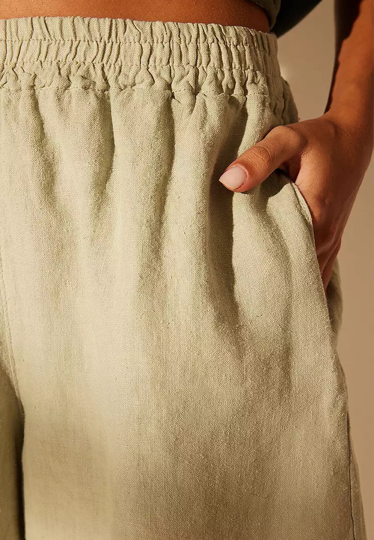 High Waist Linen Shorts