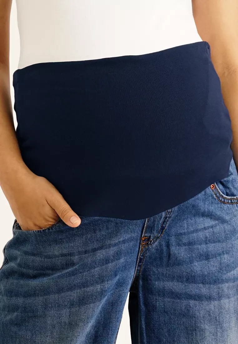 Blue Maternity Full Panel Wide Leg Jeans
