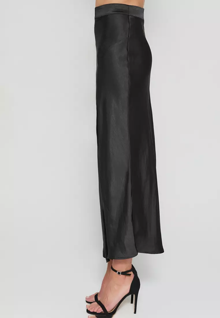 Buy Style State Satin Midi Skirt with Front Split 2025 Online ZALORA