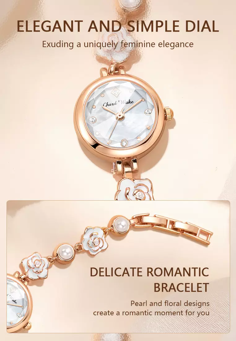 Jam Tangan Wanita Original Anti Air Tali Gelang Bunga-Bunga Korea Fashionn Jam Tangan Cewek white