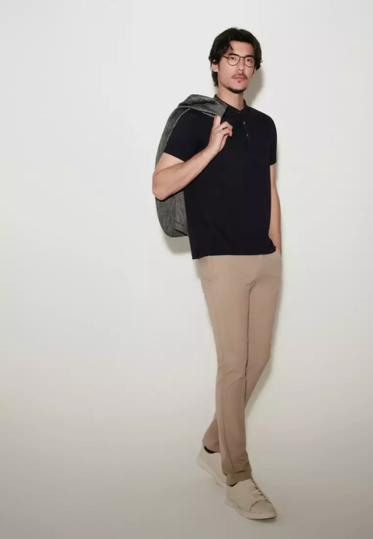 Non-Iron Pure Cotton Stand Collar Polo Tee