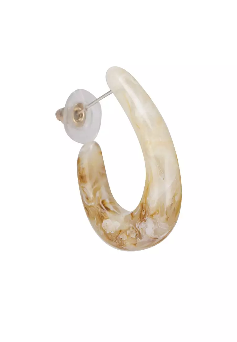White resin cheap hoop earrings