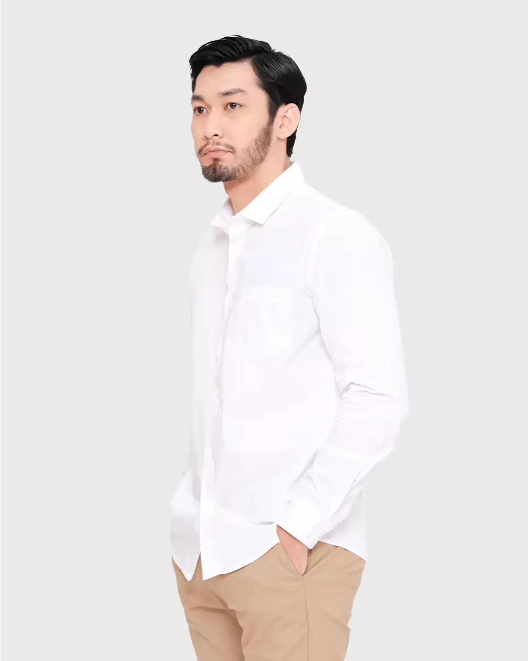 MOC Kemeja Lengan Panjang Pria FRAZE - WHITE