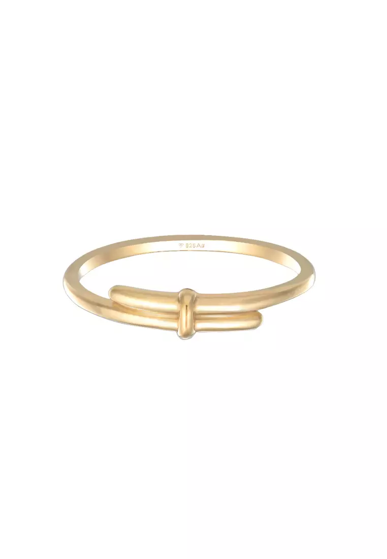 Cincin Perhiasan Perak 925 Wanita Wrap Design Twisted Basic Gold Plated