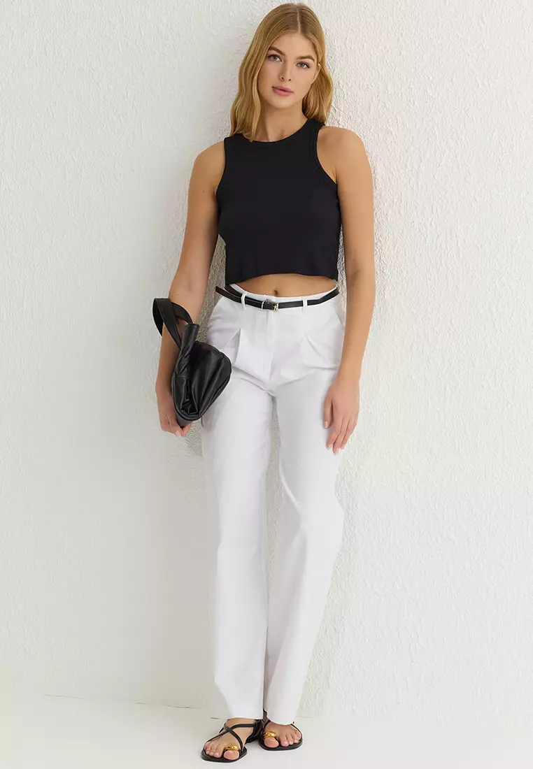 Belted Cotton Trousers