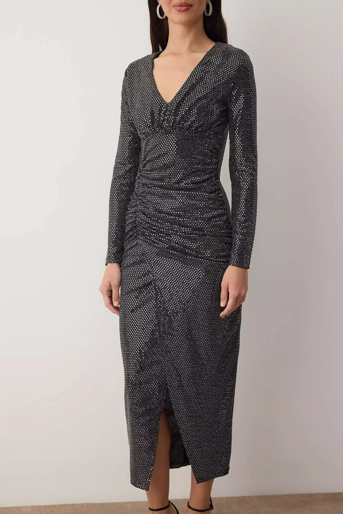 Gray Bodycon Sequin Midi Unlined Party Dress Tpraw26El123