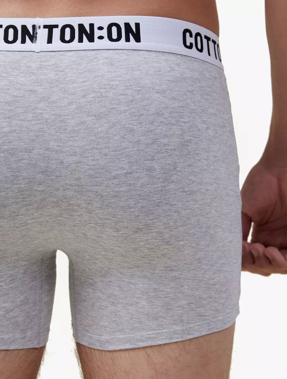 Cotton On -  Pakaian Pria  - Mens Organic Cotton Trunks - Light Grey Marle/White/Black