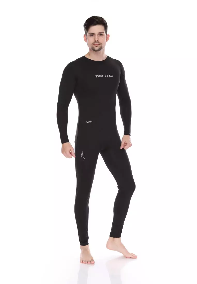 Tiento Wetsuit Swimwear Basic Black Baju Celana Pakaian Renang Snorkeling Surfing Diving