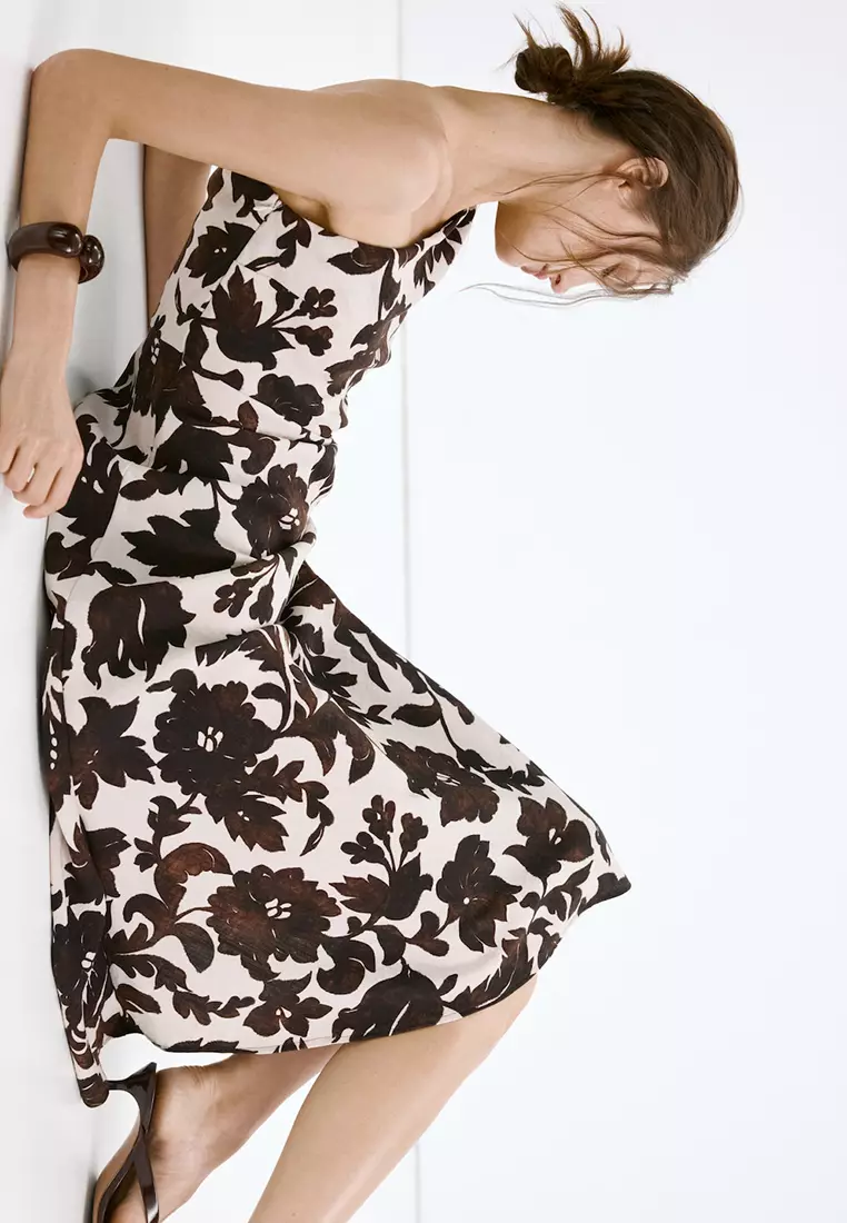 Asymmetrical Floral-Print Dress
