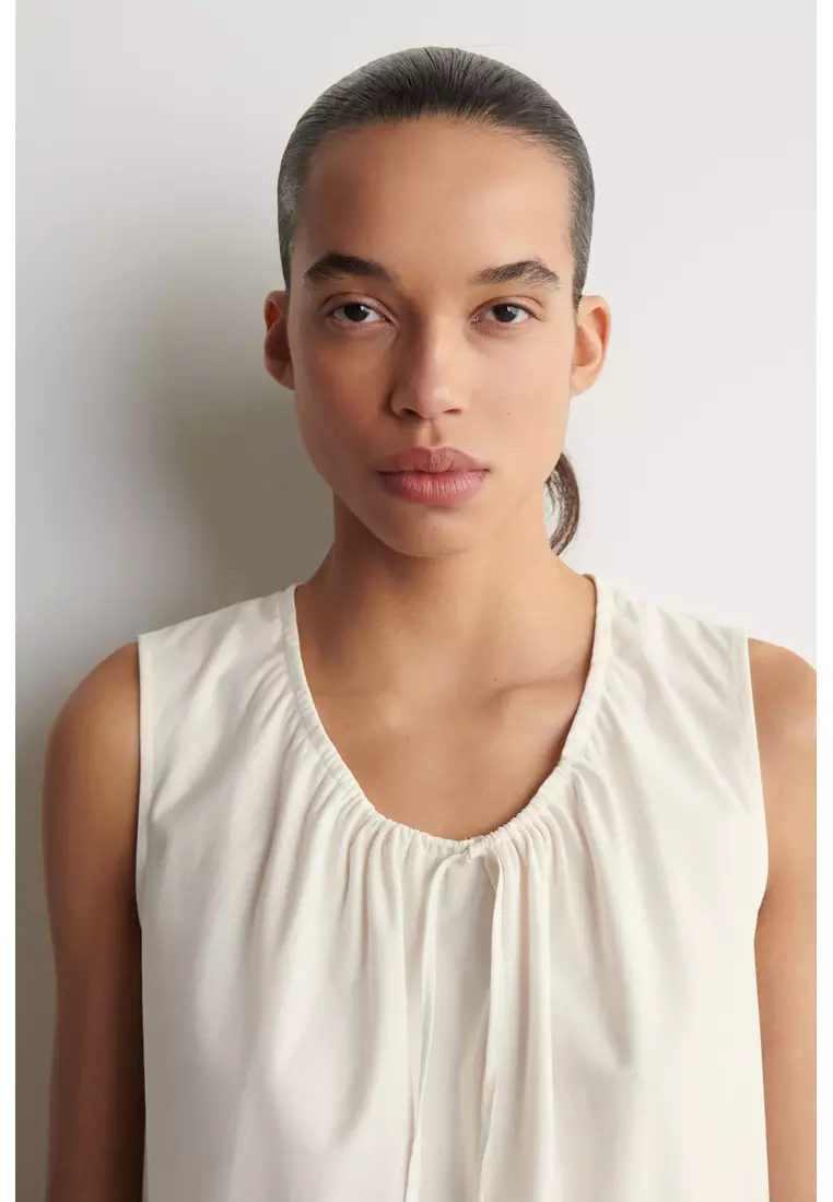 GATHERED-NECK JERSEY TANK TOP