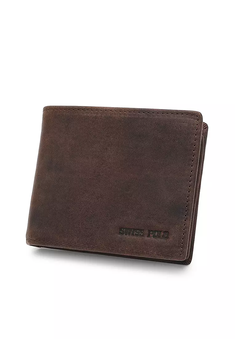 Genuine Leather RFID Short Wallet - Brown