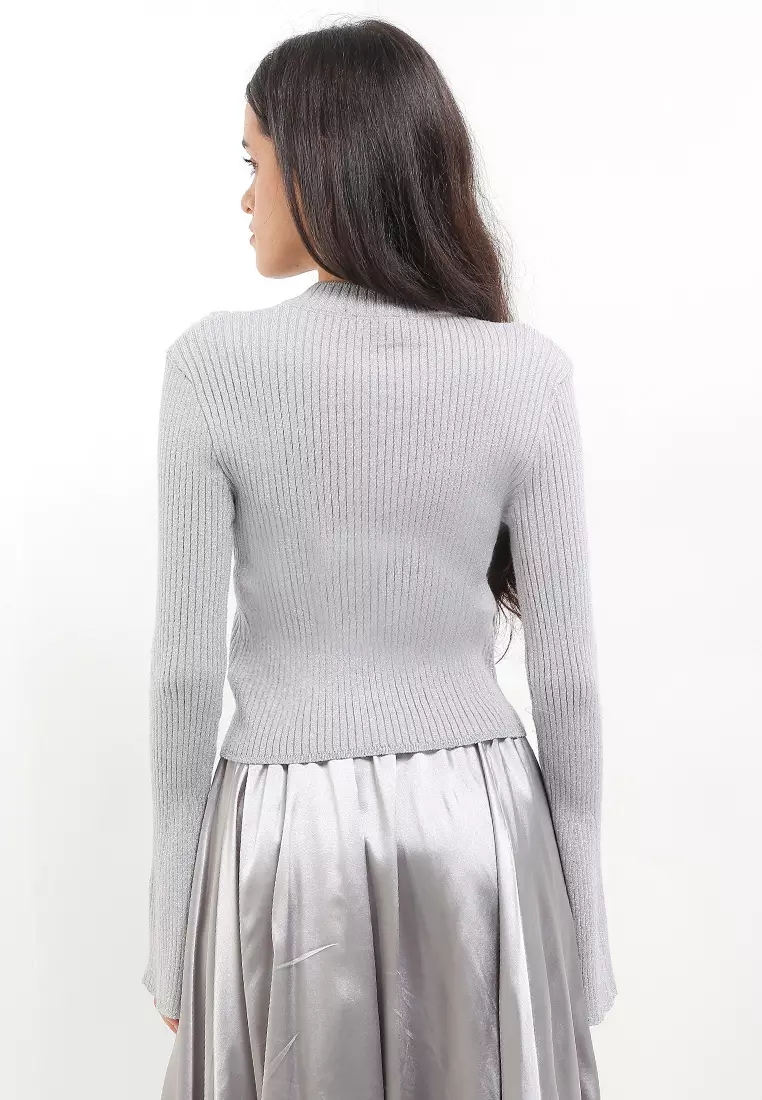 L/S Metallic Knit Blouse