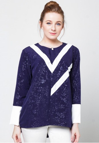 Ellysa Nadine Combine Shirt Navy