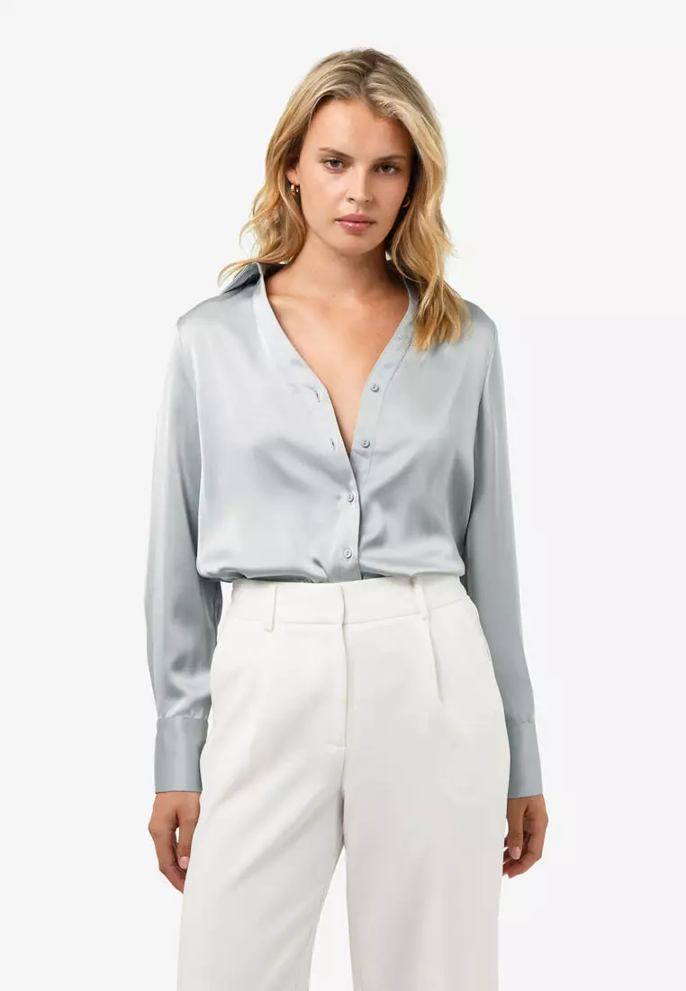 Lila V-Neck Satin Blouse