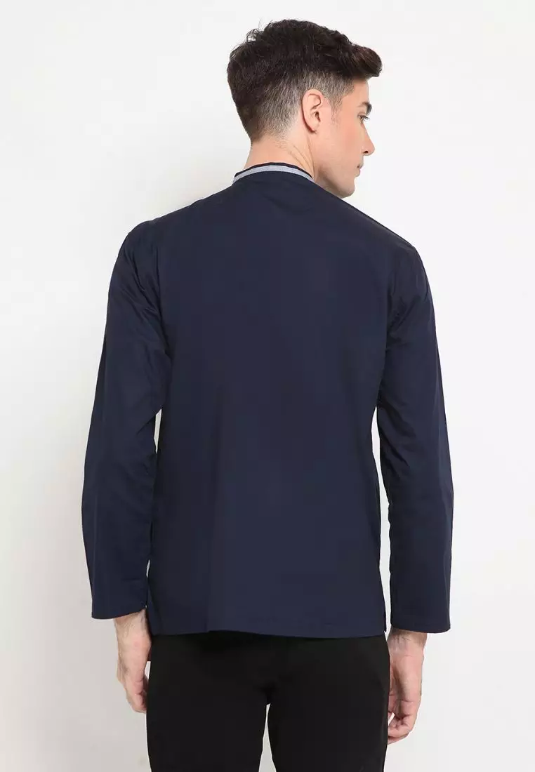 LR-2 Kemeja Koko Panjang Bordir Navy 0081