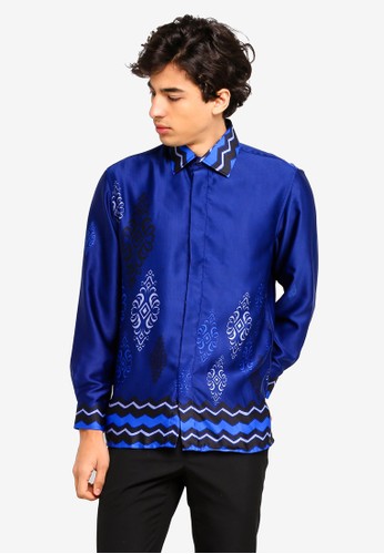 Gene Martino blue Men Batik Shirt 7302AAAE05E2F2GS_1