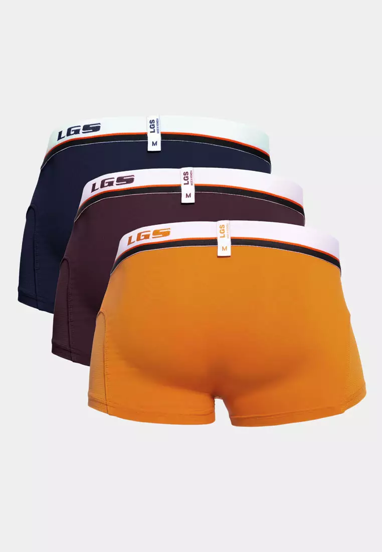 LGS - Boxer - Paket 3 - Red Orange Black - LEBX.004.644.3.7C - Karet Katun