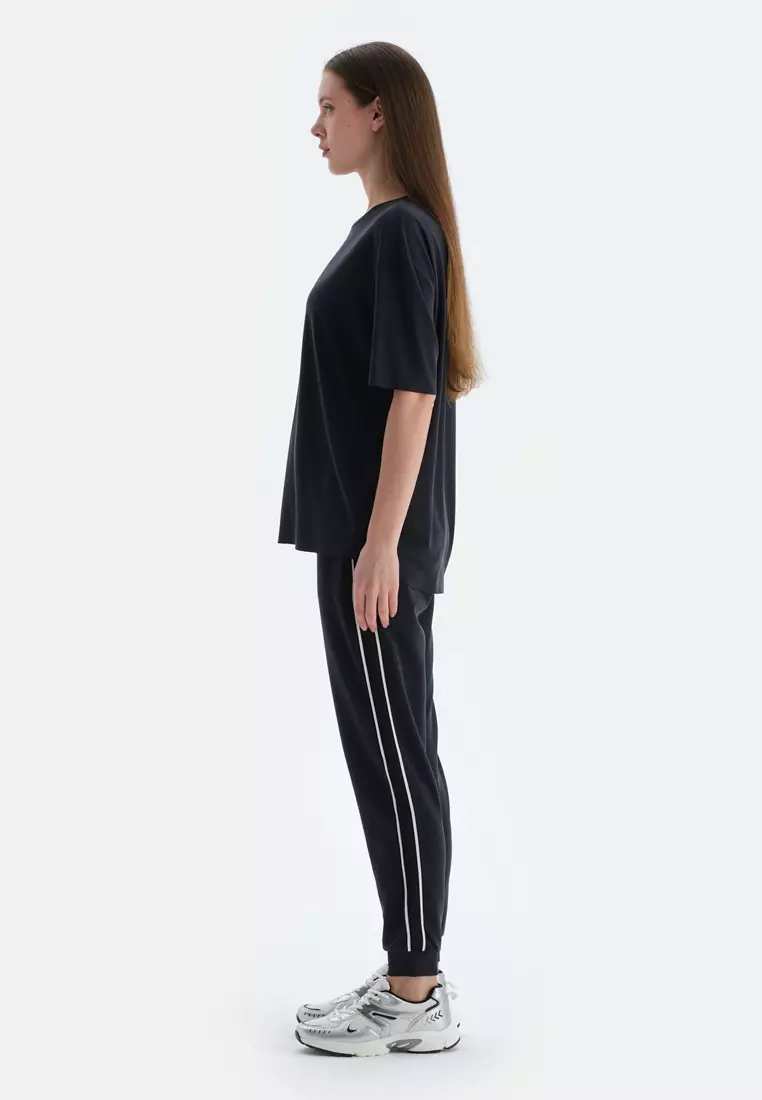 Black Trousers, Jogger, Rib, Activewear for Women