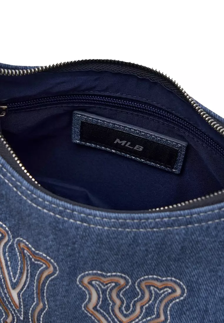 Jual MLB Korea Basic Mega Logo Pocket Denim Hobo Bag - NY