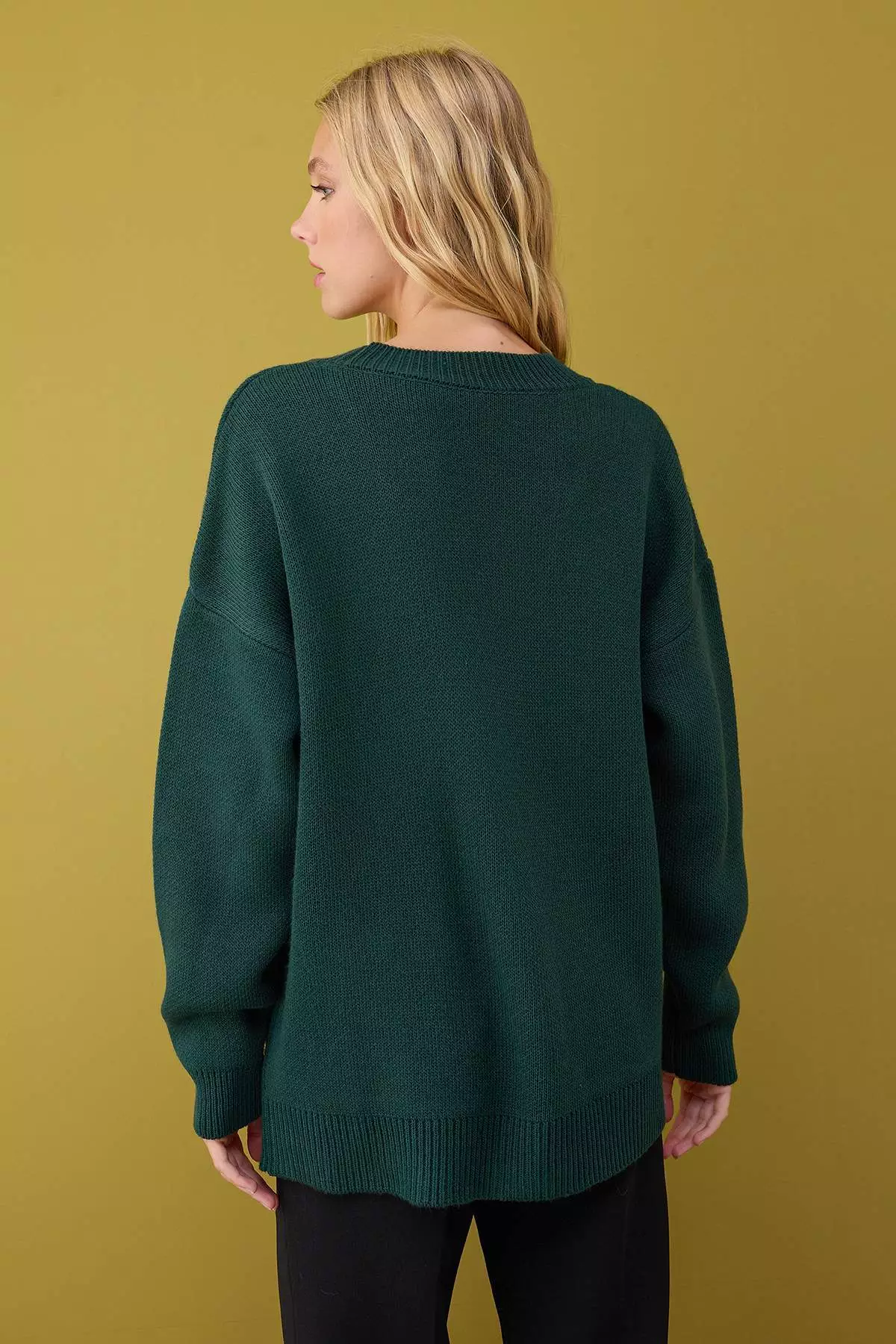 Duck Head Green Wide Pattern Basic Knitwear Cardigan