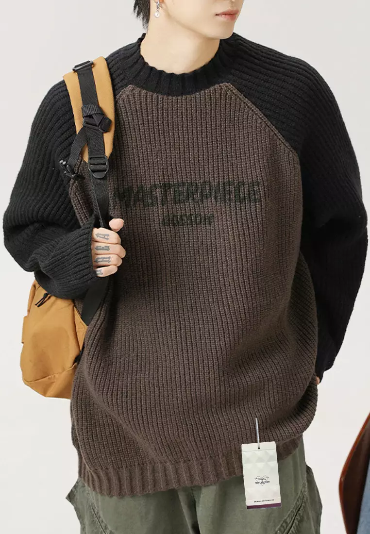 VANSA Contrast Color Splicing Knitted Sweater VCM-Kw-L4112