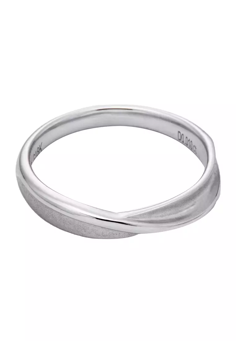 LITZ 18K 白金鑽石戒指 YM-BR1045C