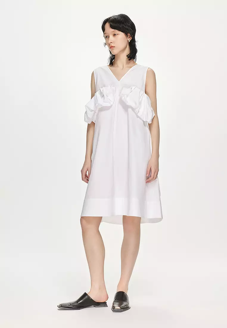 Poplin A-Line Elegant Sleeveless Dress