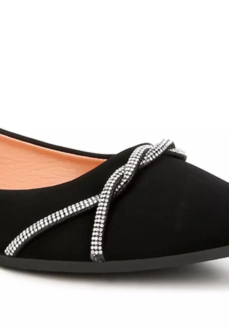 Buy London Rag Rhinestone Faux Leather Ballerinas in Black 2024 Online