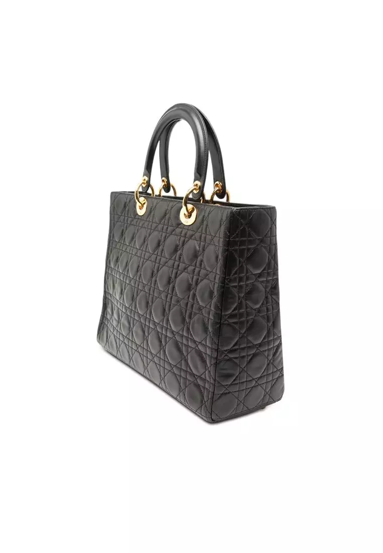 Pre-Loved Dior Large Lambskin Cannage Lady Dior