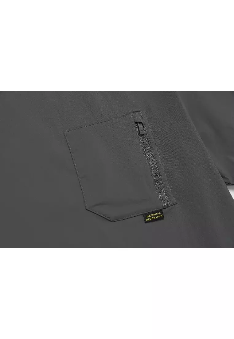 Unisex FIOTOS Woven Sleeve Pocket Stretch Short Sleeve Tee