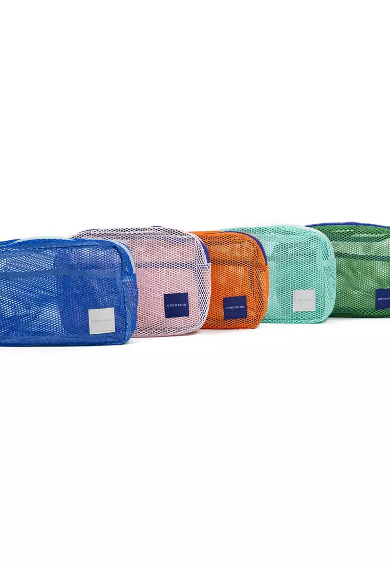 Crossing Jules Everywhere Mesh Pouch (Large) - Pink/Blue