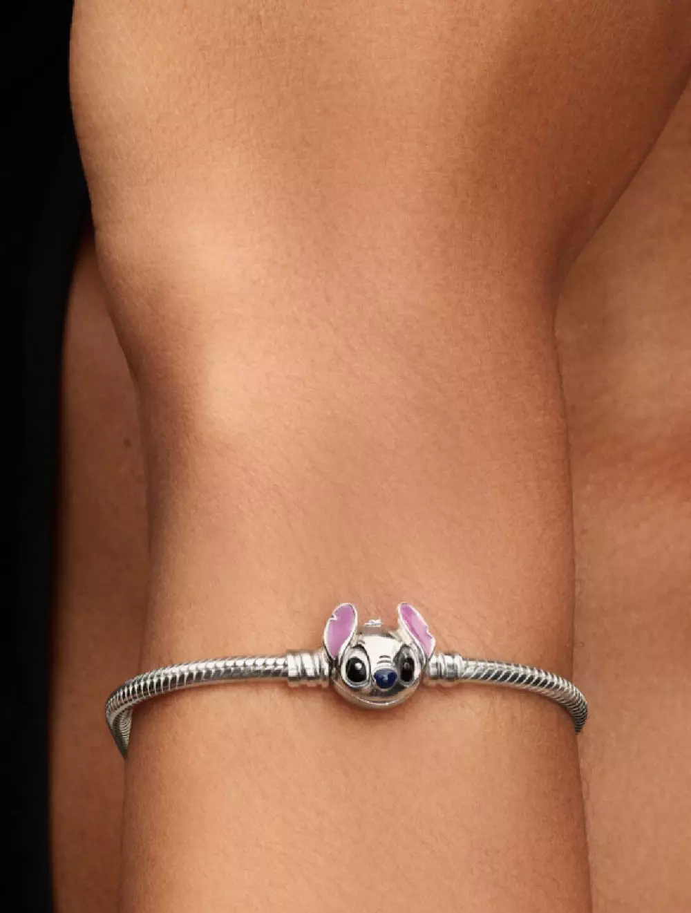 Disney Stitch snake chain sterling silver bracelet with purple, black and blue enamel