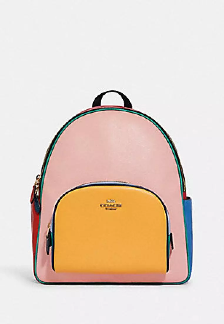 Jual Coach Coach Court Backpack In Colorblock Powder Pink Multi