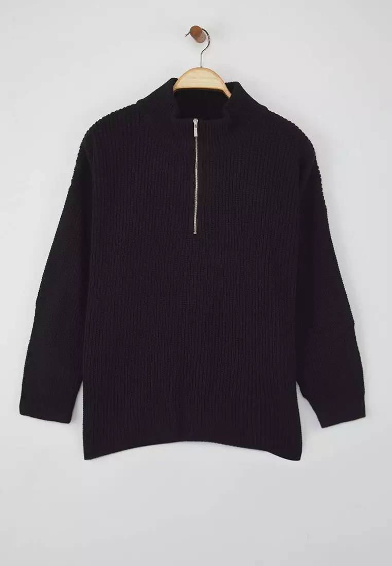Plus Size Half-Zip Knit Sweater
