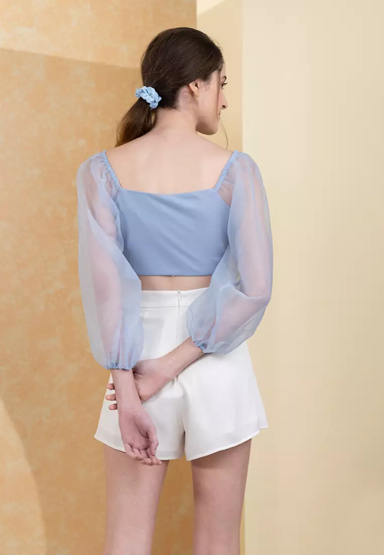 Buy Zalora Studios Organza Sleeve Crop Top 2024 Online ZALORA Philippines