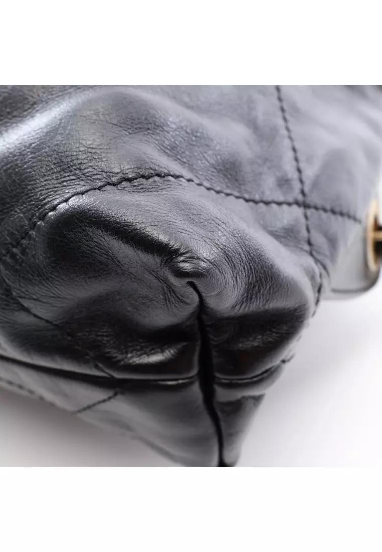 Pre-Loved Chanel chanel 22 Backpack knapsack leather black gold hardware