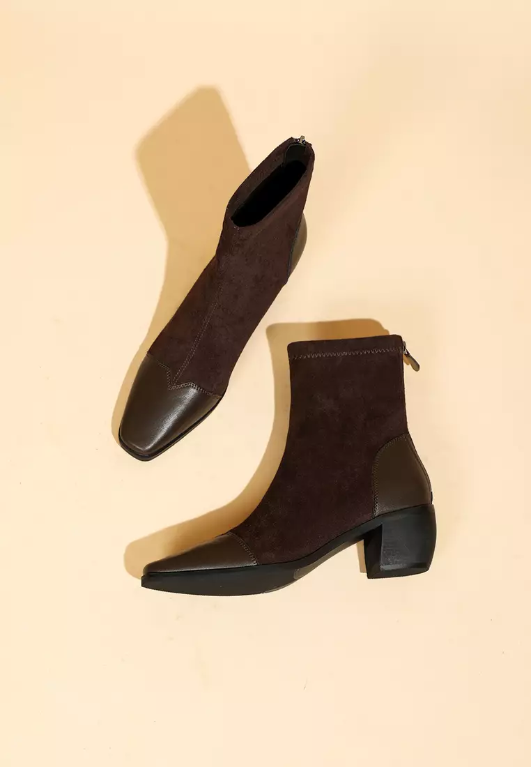 Suede Fabric Stitched Chelsea Boots TE8159-7