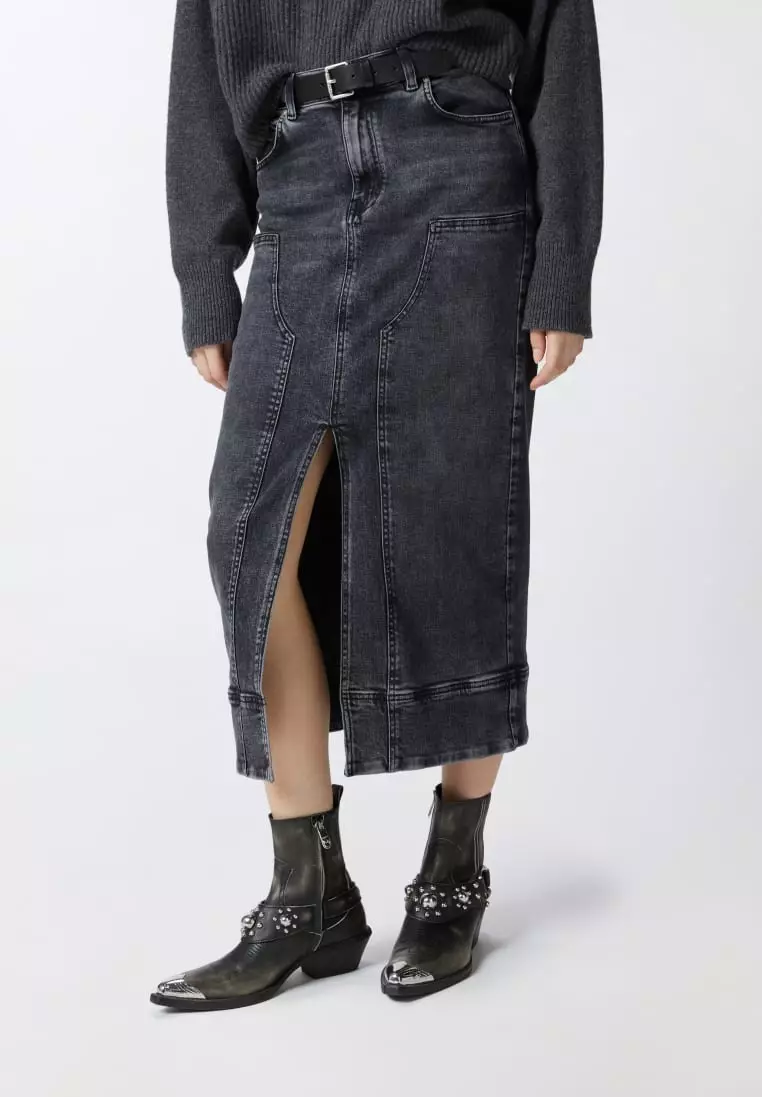 Buy Pinko Dark grey denim maxi skirt 2025 Online | ZALORA