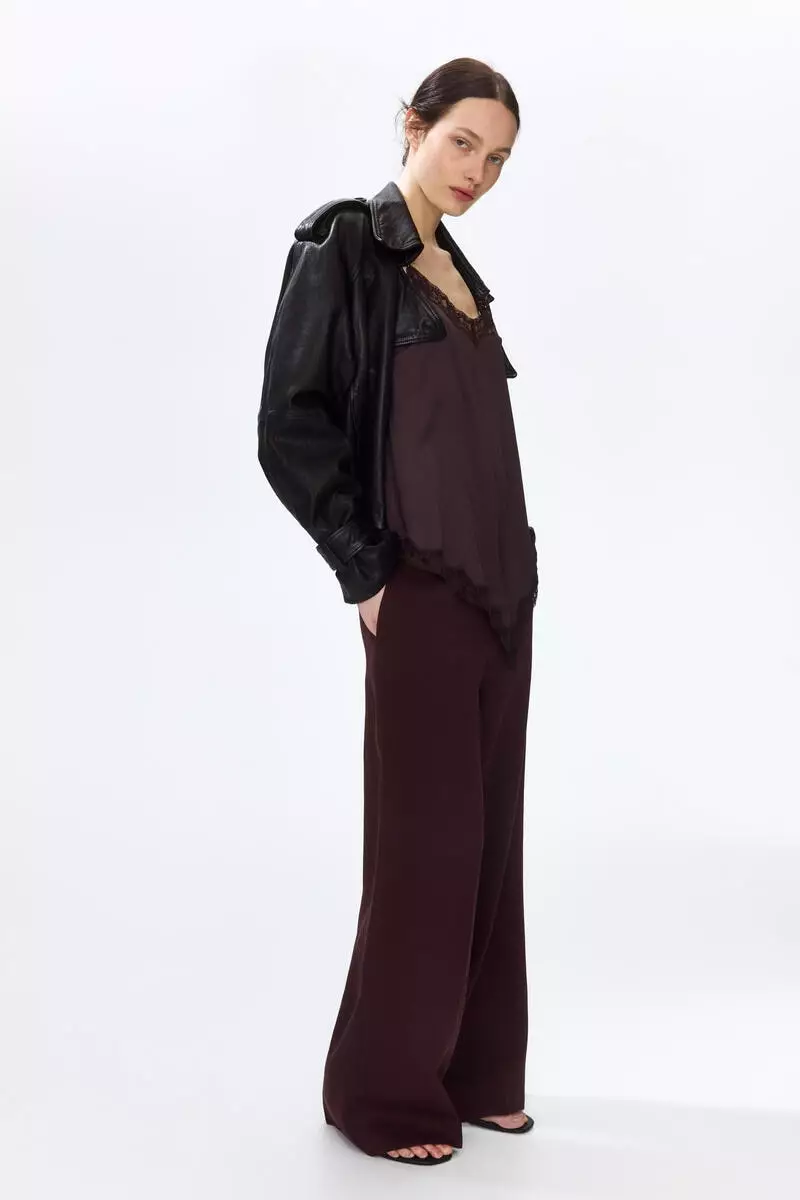 Wide linen-blend trousers