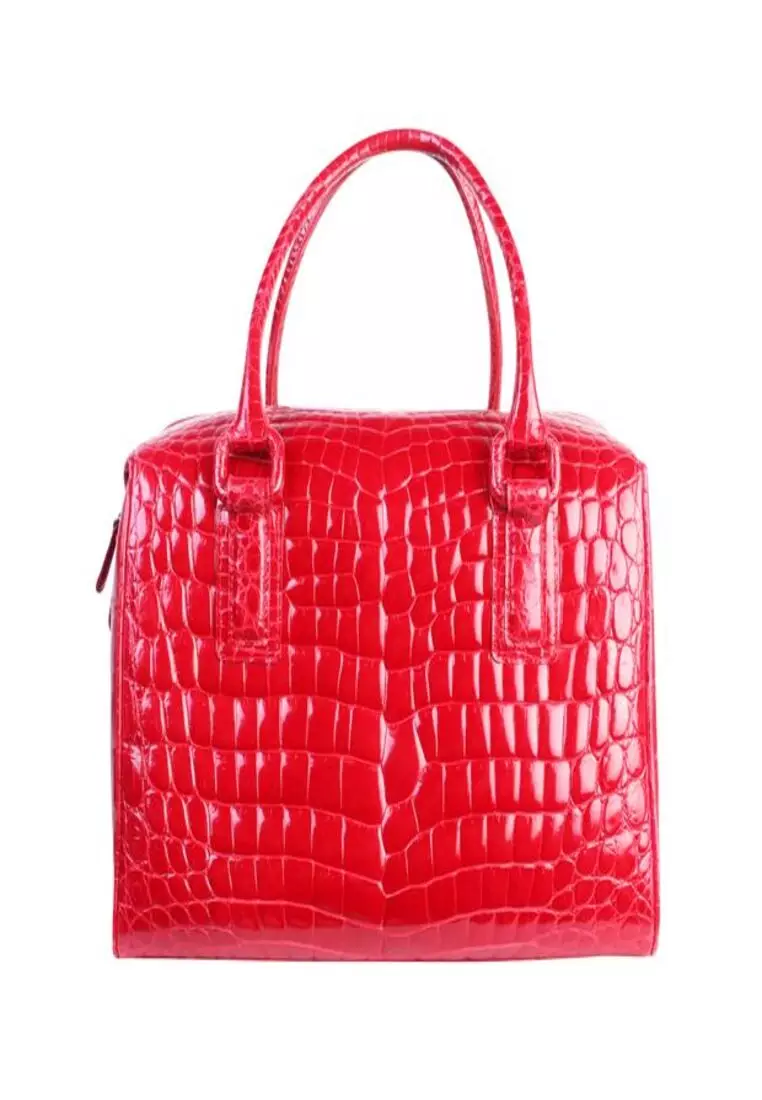 Pre Loved MUIIK Red Crocs Leather Handbag