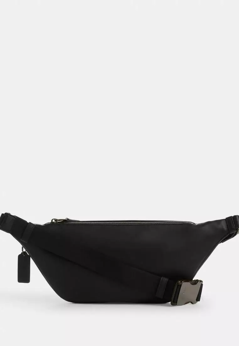 Coach Warren Belt Bag In Signature Canvas Khaki Black