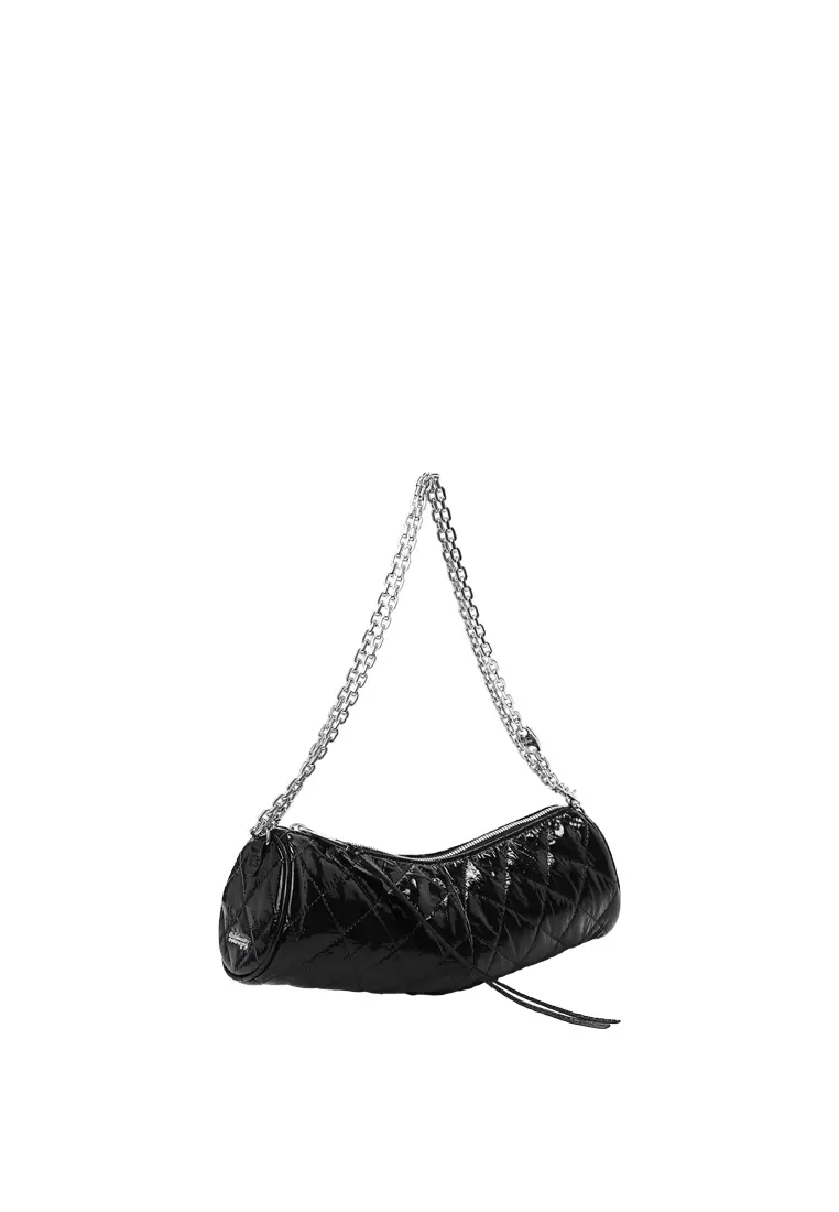 Croissant Barrel Crossbody Clutch Bag - Black