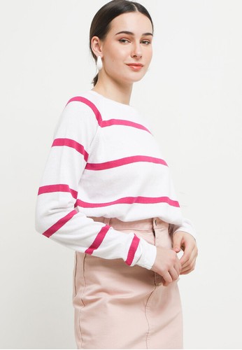 Peponi white and multi Batwing Stripe Pullover E60D0AAD733755GS_1