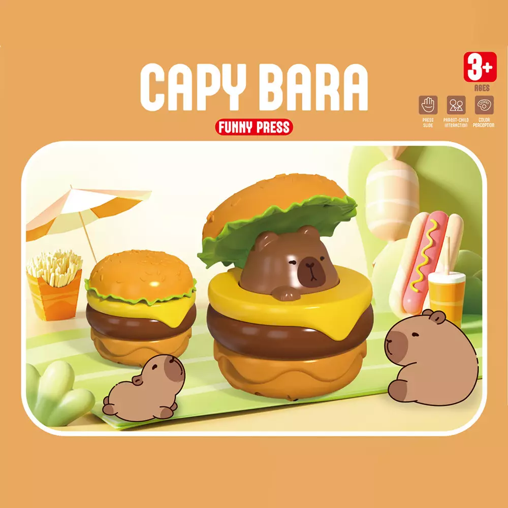 Kiddy Fun Minifigure Capybara Burger Press Car - Cokelat