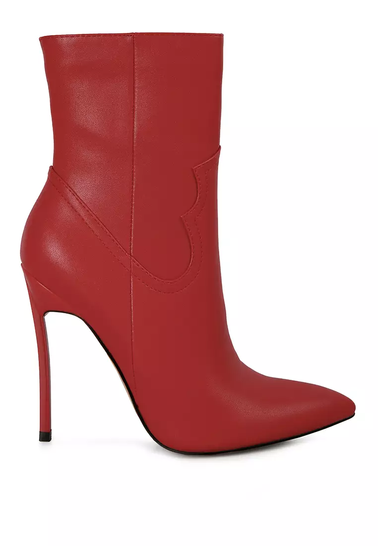 Discount on London Rag  shoes - SKU: Red High Heel Cowgirl Ankle Boot