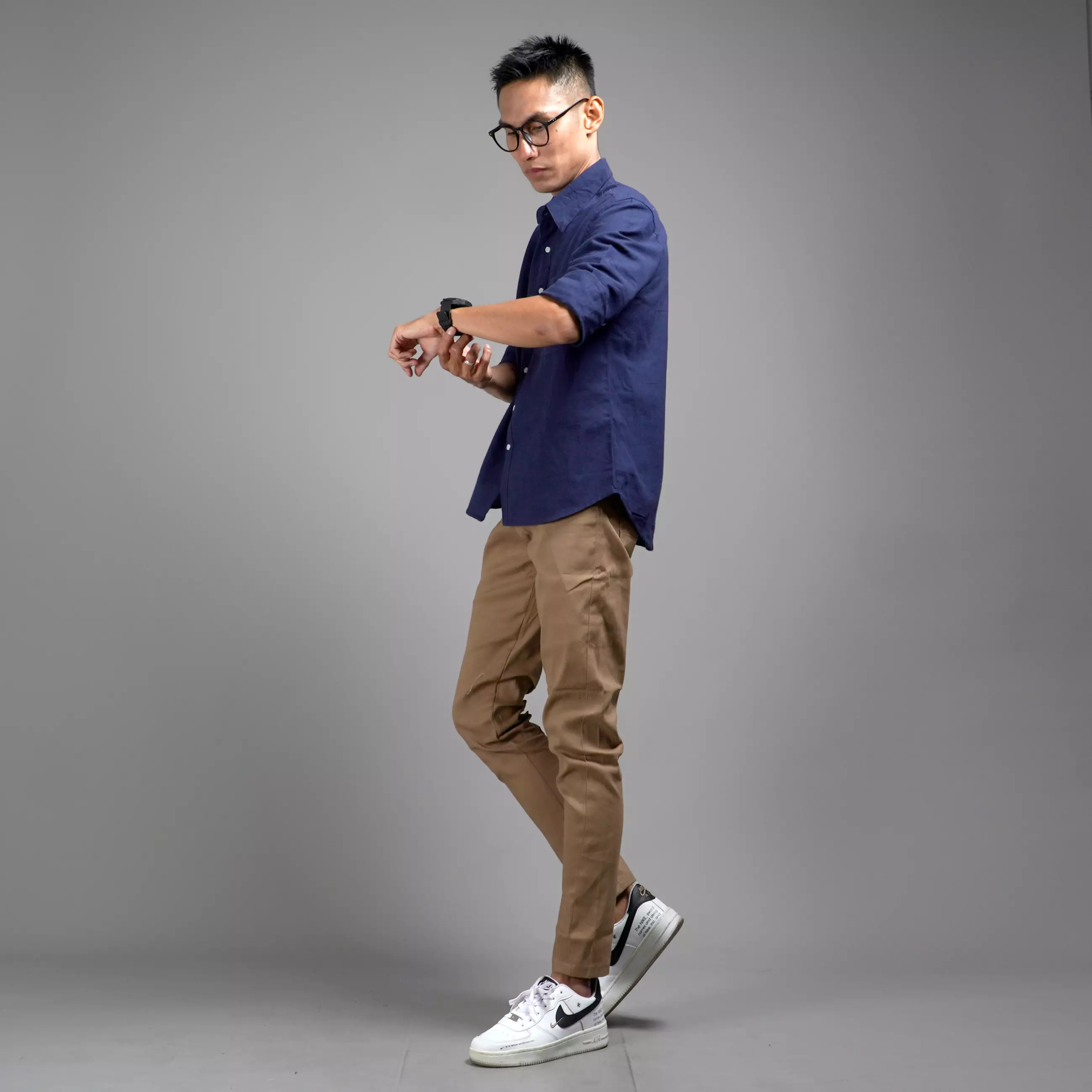  FERNANDO Workshirt Kemeja Polos Kemeja Pria Work Shirt - NAVY